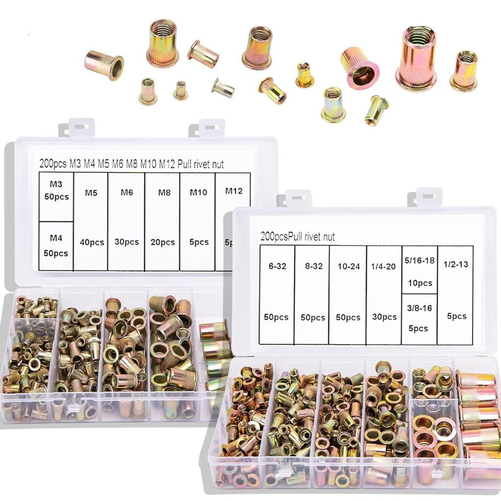 Multipurpose 400Pieces Rivets Nut Set Sturdy Carbon Steel Materials Accessory for Practical Metal and Joints