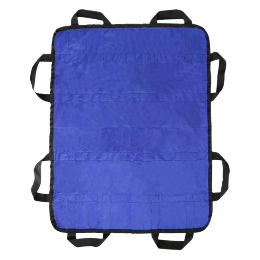 Multipurpose 48" x 40" Positioning Bed Pad with Reinforced Handles - Reusable & Washable Transfer Sheet for Turning, Lifting & Repositioning - Double-Sided Nylon Fabric, Blue