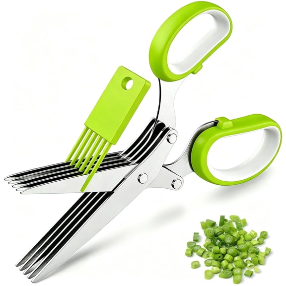 Multipurpose 5 Blade Herb Scissors, Kitchen Shears Stainless Steel Herb Cutter with Cleaning Comb, Ideal for Chopping Basil Chive Parsley, Kitchen Tools and Gadgets