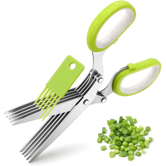 Multipurpose 5 Blade Kitchen Scissors for Food – Stainless Steel Herb Scissors with Cleaning Comb, Ideal for Chopping Basil, Chive, Parsley and Other Herbs