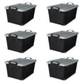 Multipurpose 55 Quart Stackable Storage Container with Snapping Lids and Built In Handle for