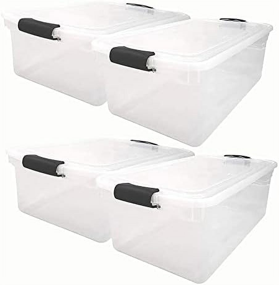 Multipurpose 64 Quart Clear Storage Container Tote Bins With Secure