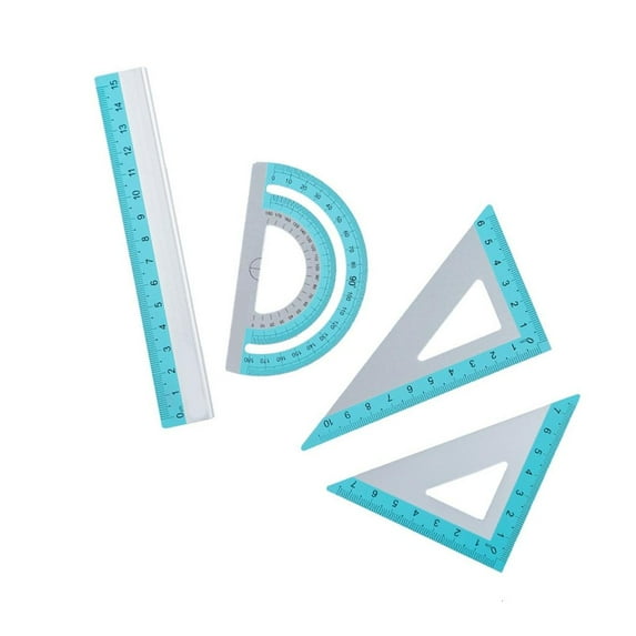 Multipurpose Aluminum Ruler Set Includes Straight Edges Protractor Triangles School Classroom Drafting Essential Measure