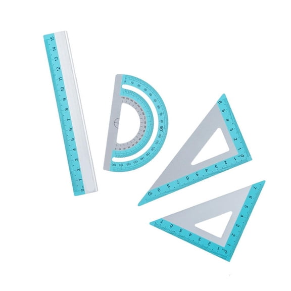 Multipurpose Aluminum Ruler Set Includes Straight Edges Protractor Triangles School Classroom Drafting Essential Measure