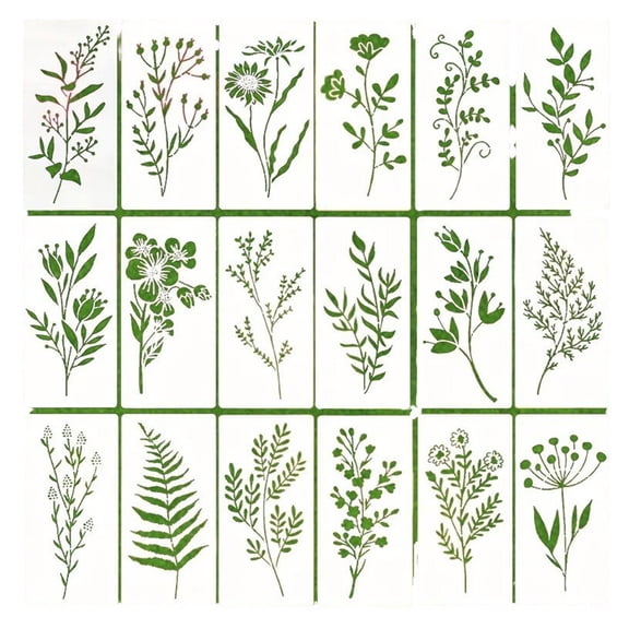 Multipurpose Art Class Essential 18 Reusable Grass Theme Stencils NonToxic Plastic Drawing Tools For Teachers And Hobbyists