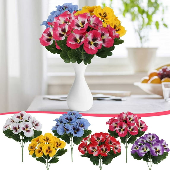 Multipurpose Artificial Viola Bouquet - Long-Lasting Floral Decor for Wedding Home Celebration