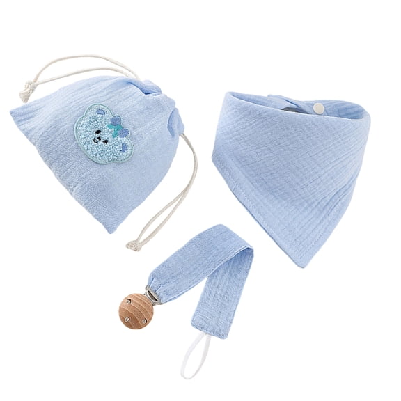 Multipurpose Baby Bandana Bib With Pacifier Clip Attachment Soft Drooling Cloth Feeding Essential for 0-24 Months
