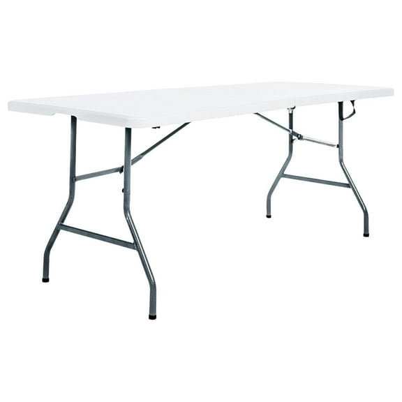 Multipurpose Banquet Fold-in-Half Table Lightweight Durable Desk with Secure Base for Indoor and Outdoor Events, 6 Foot, White