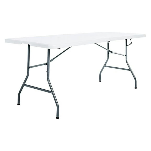 Multipurpose Banquet Fold-in-Half Table Lightweight Durable Desk with Secure Base for Indoor and Outdoor Events, 6 Foot, White