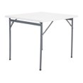 thumbnail image 1 of Multipurpose Banquet Squared Table Lightweight Folding Durable Desk with Secure Base for Indoor and Outdoor Events, 34 Inch, White, 1 of 9