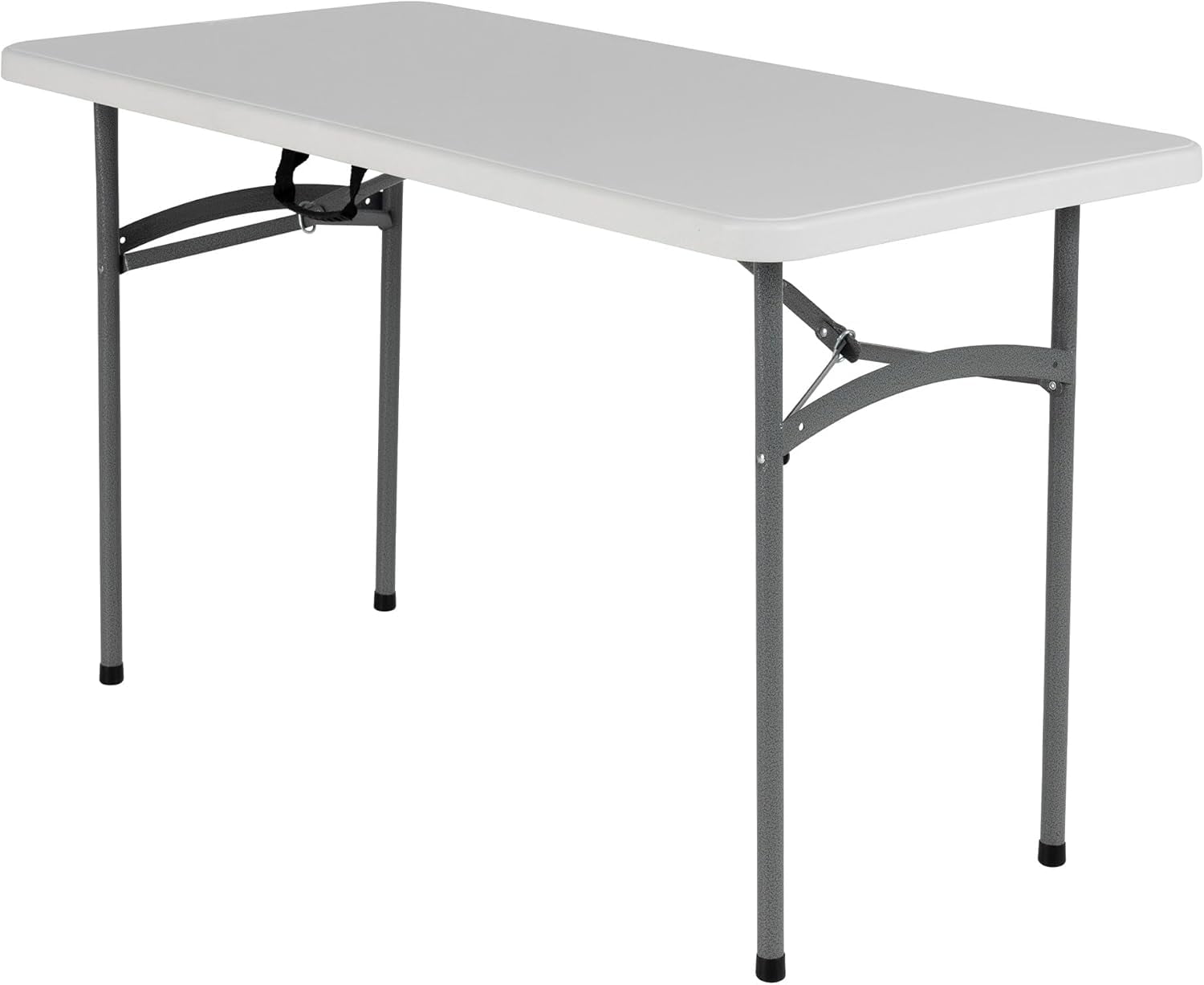Multipurpose Banquet Table Lightweight Folding Durable Desk with Secure Base for Indoor and Outdoor Events, 4 Foot, White