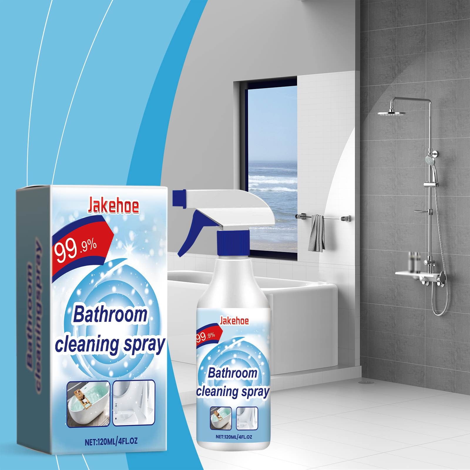 Multipurpose Bathroom Cleaner, 120ml, Non-Toxic, Odorless, Easy Spray ...