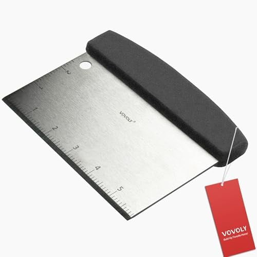 Multipurpose Bench Scraper Kitchen Utensil for Flat Top Griddle, Dough Scraper Cutter for Bread and Pizza Cutter - Stainless Steel Metal Griddle Scraper Chopper-Dishwasher Safe