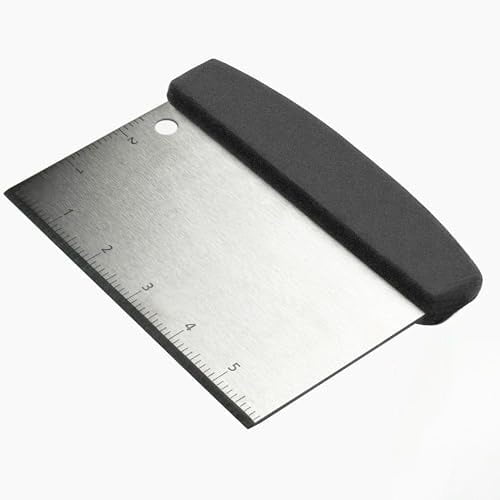 Multipurpose Bench Scraper Kitchen Utensil for Flat Top Griddle, Dough Scraper Cutter for Bread and Pizza Cutter - Stainless Steel Metal Griddle Scraper Chopper-Dishwasher Safe