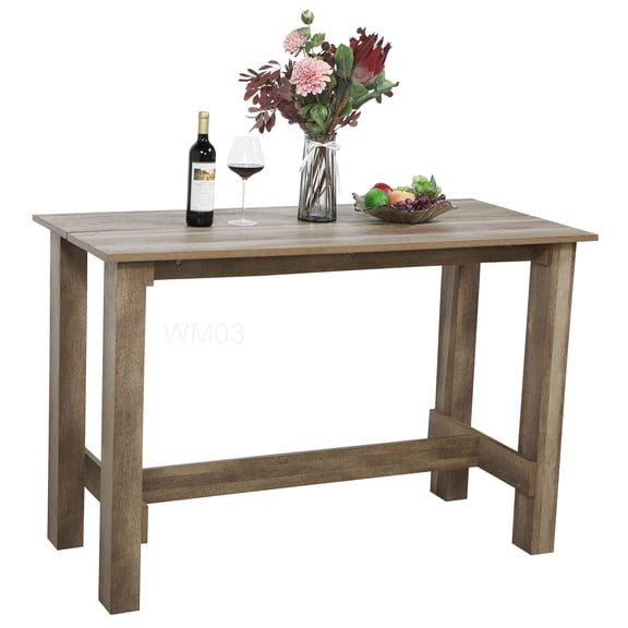 Multipurpose Brown Kitchen Table with Charging Station, Durable MDF Desk for Dining Room