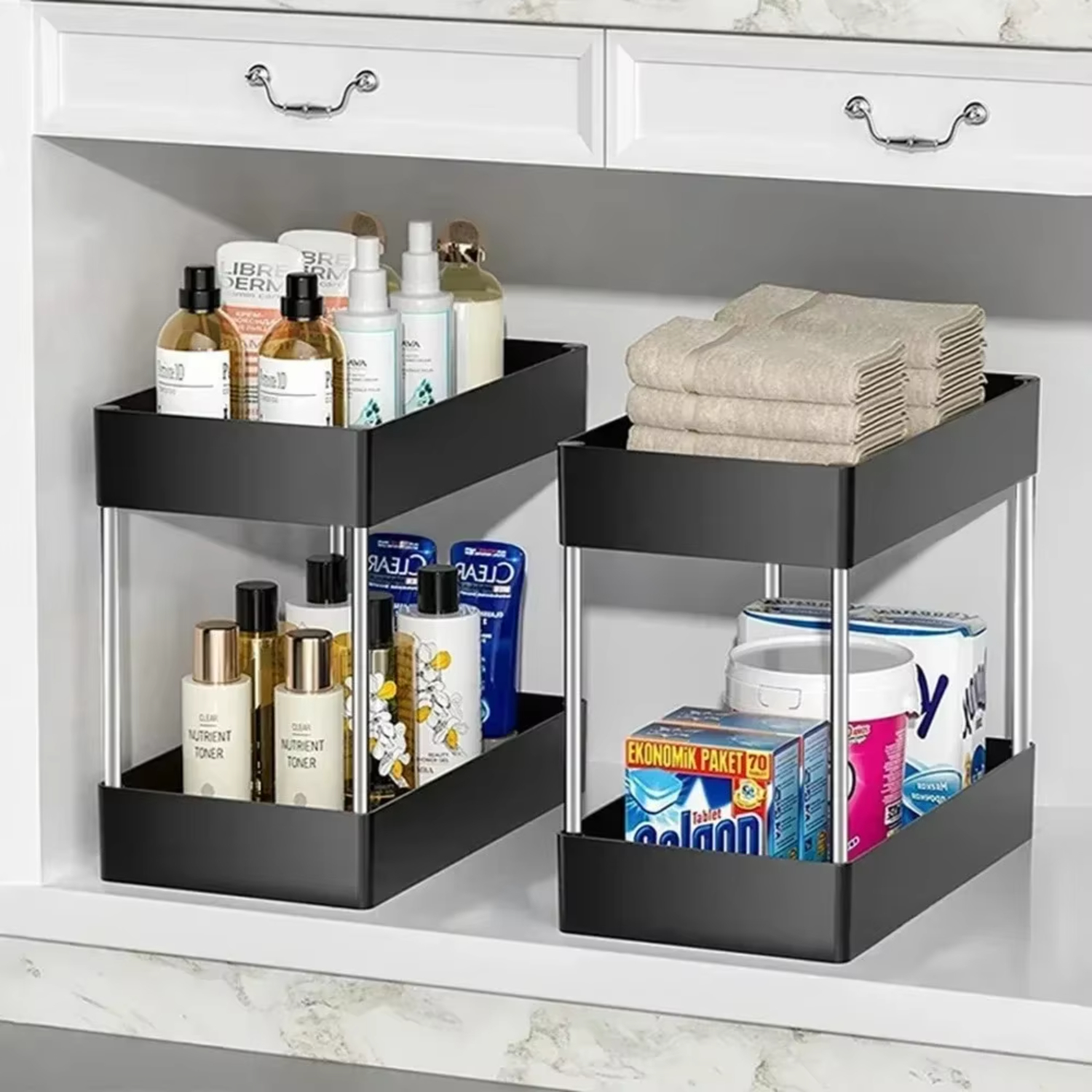 Multipurpose Drawer Organizer 2 Tier Rack for Bathroom and