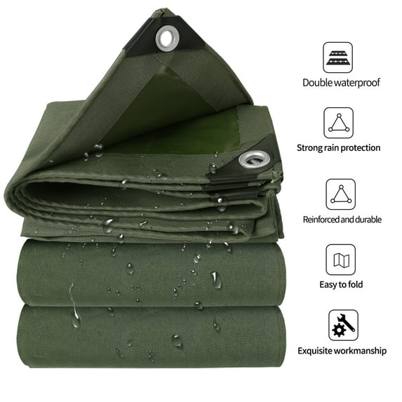 Multipurpose Canvas Tarp with Reinforced Edges Rustproof Grommets Heavy Duty 19.4oz Tarpaulin Cover for Tent Roof Camping