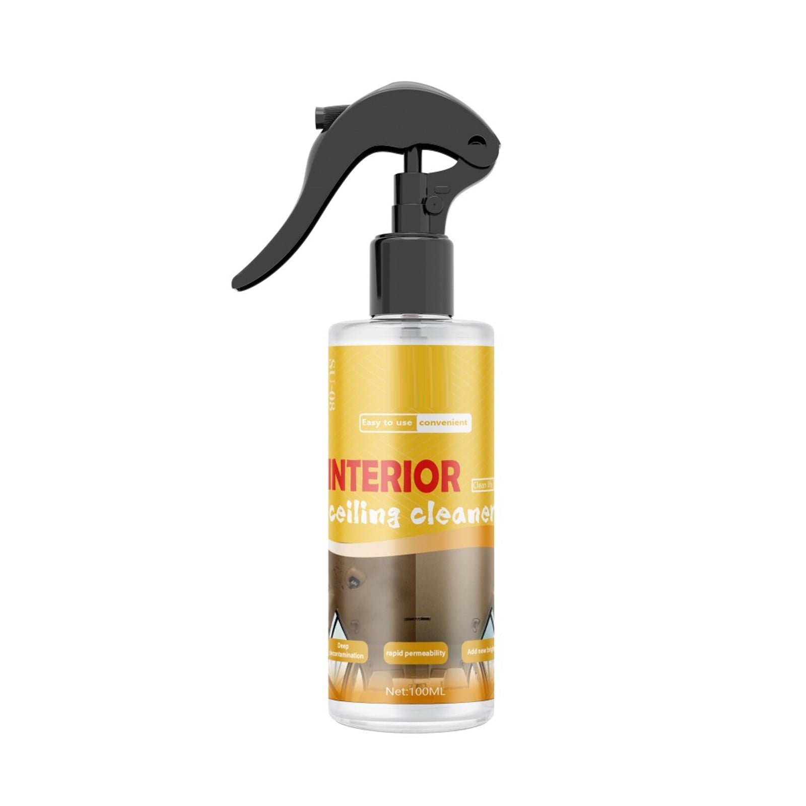 Multipurpose Car Interior Cleaner Spray - Deep Cleaning Formula for Velvet, Fabric, Leather Seats, Carpet, Headliner & Door Panels - Eliminates Stains, Grease & Odors - 100ml (Home & RV Safe)