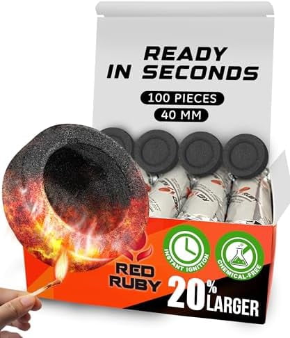 Multipurpose Charcoal Tablets – Quick Light Coal Tablets – Charcoal Disks – 40mm Coal Rolls – 100 Coal Briquettes – Slow Burn - Instant Lighting - Incense Charcoal$$Home Decor, Kitchen, & Other