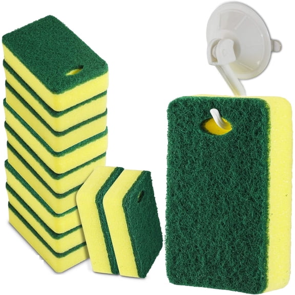 Multipurpose Clean Pad For Kitchen And Bathroom, Heavy Duty Scrub Sponge Non Scratch Double Sided Offers Rich Foaming And Effective Stain Removal In Your Daily Cleaning (12PCS)