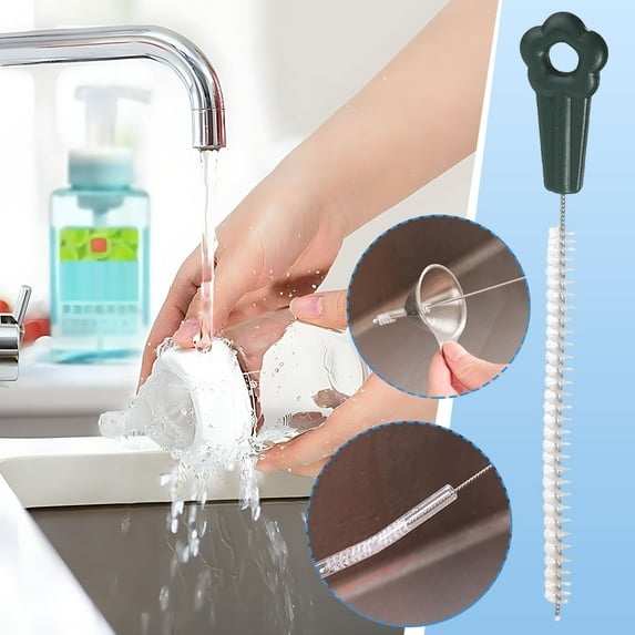 Multipurpose Cleaning Brush with Soft Bristles, Gentle Bottle Straw Tube Cleaner for Narrow Necks and Small Gaps, Household Cleaning Brush(C)