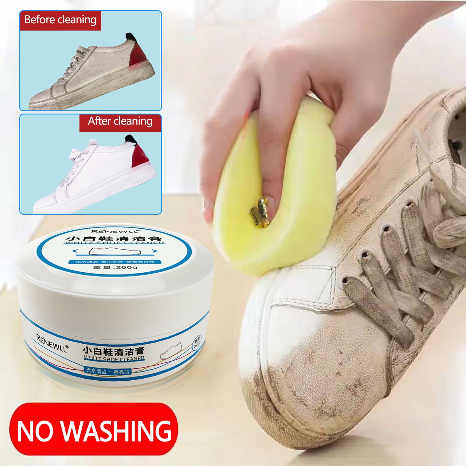 WOSLXM Shoes Multifunctional Cleaning Cream, White Shoe Cleaning Cream with  Sponge Eraser, Shoe Cleaner Sneakers Kit, Multifunctional Anhydrous Cleaning  Cream for Sneake (1Pc) - Yahoo Shopping