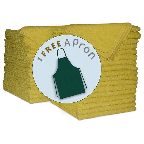 Multipurpose Cleaning Towels 12"x16" (36-Pack) 100% Rich Cotton, Microfiber Alternate Towel, Yellow Color Environment Friendly Cleaning Rags Best for Hotel, Spa, Gym & Salon use