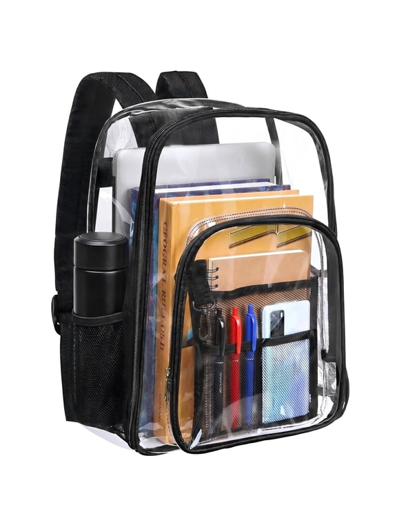Clear Backpack Heavy Duty PVC, Large Capacity Transparent Backpack with Reinforced Shoulder Straps, Waterproof Clear Bag for Stadium Events, School, Concerts, Festivals