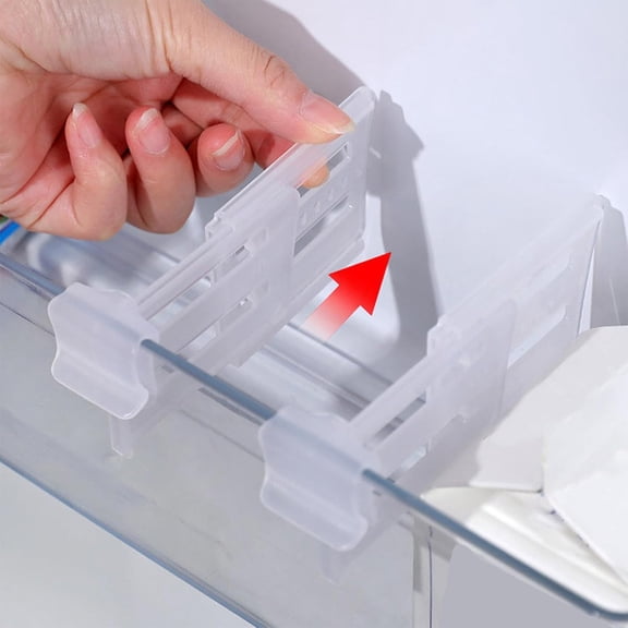 Multipurpose Clear Organizer Divider Retractable Snap-On Clip for Refrigerator Drawers Cabinet Kitchen Pantry Storage Expandable Home Desk Supply