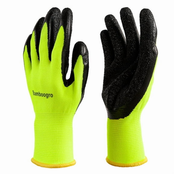 Multipurpose Coated Nylon Safety Work Gloves, Knit Wrist Cuff, for Men and Women, Polyester with Latex and Nitrile- 8 Pairs (Medium, Green)