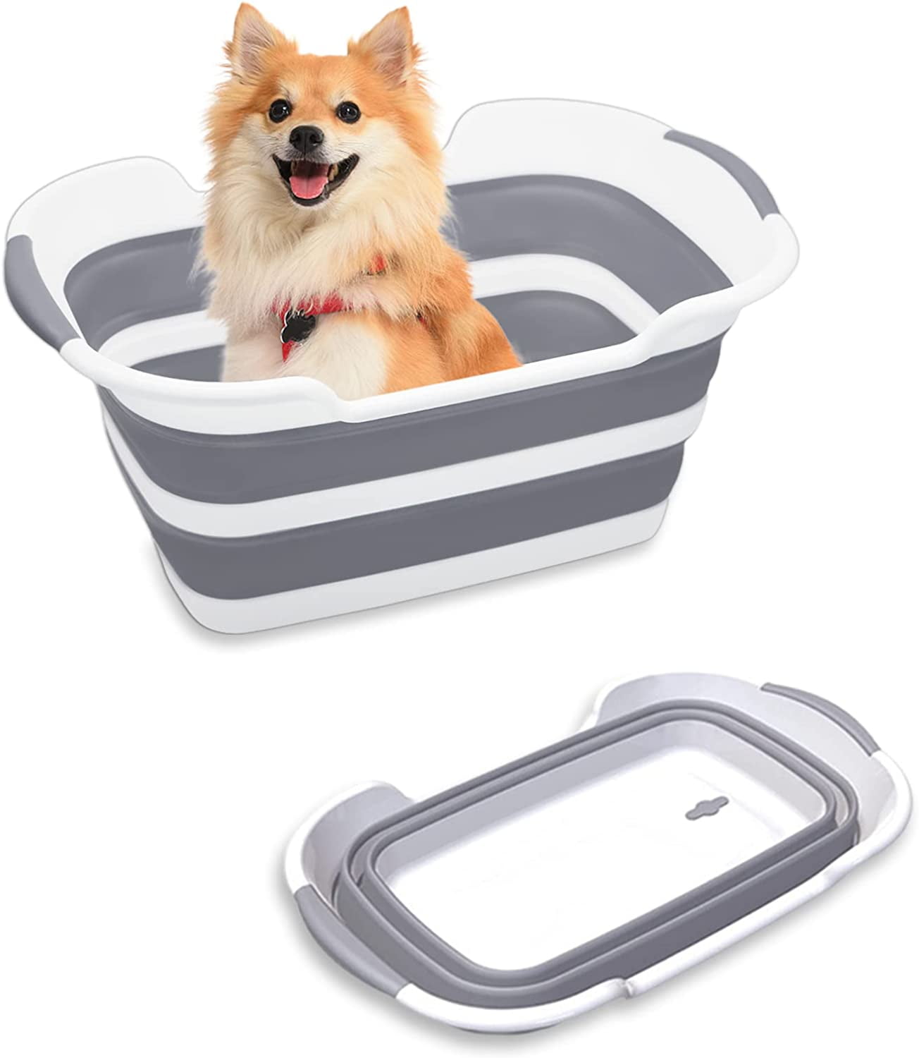 Collapsible Pet Bathtub, 7.1 Gal (27L) - Foldable Bathing Tub with ...