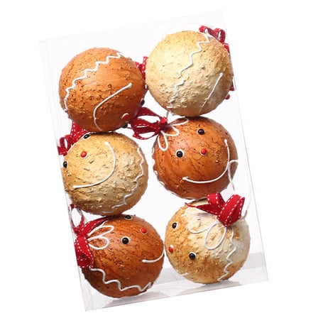 Multipurpose Colorful Christmas Celebration 6pcs Ornament Set Sturdy Gingerbreads Designs for Tree Trimming Decoration