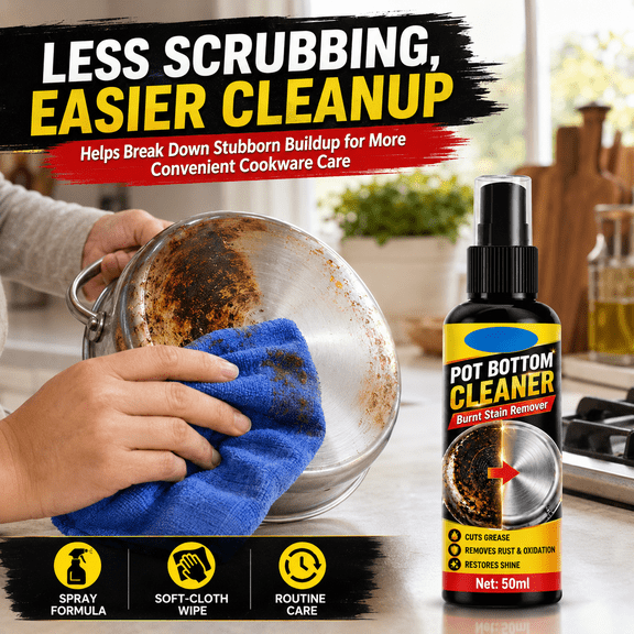 Multipurpose Cookware Bottom Cleaner Spray, Burnt Grease Carbon Rust and Oxidation Remover for Stainless Steel Pots Pans Woks and Kettles Include a Towel 1.69 oz