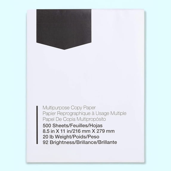 Multipurpose Copy Printer Paper, 8.5 x 11 Inches, 20 lb, 92 Bright, White, 1 Ream (500 Sheets)