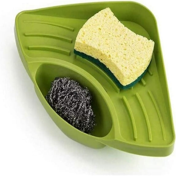 Multipurpose Corner Kitchen Sink Organizer Wash Basin Storage Organiser Rack Wall Mounted Dishes Drip Rack(Green, Pack of 1)