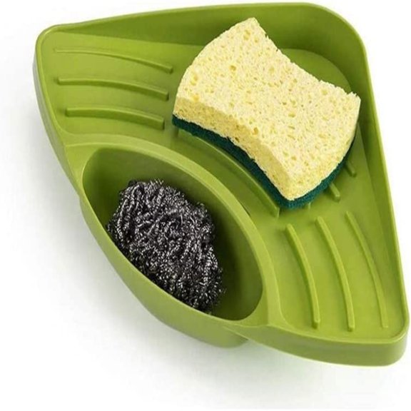 Multipurpose Corner Kitchen Sink Organizer Wash Basin Storage Organiser Rack Wall Mounted Dishes Drip Rack(Green, Pack of 1)