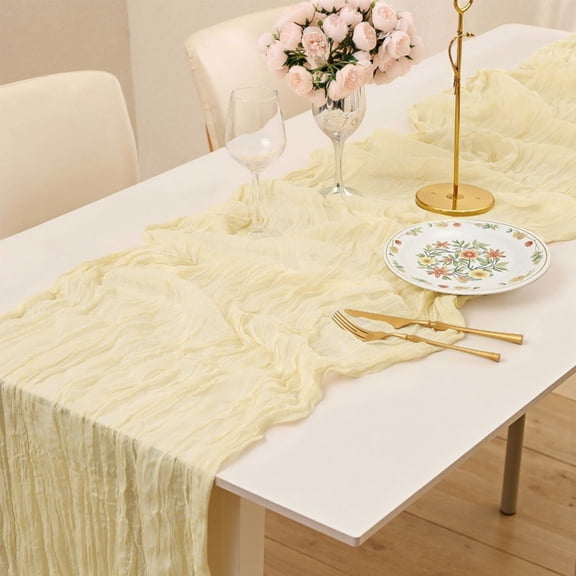 Multipurpose Crinkle Balis Table Runner Sturdy Polyester Decorative Cover for Various Surfaces