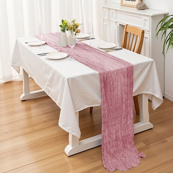 Multipurpose Crinkle Balis Table Runner Sturdy Polyester Decorative Cover for Various Surfaces