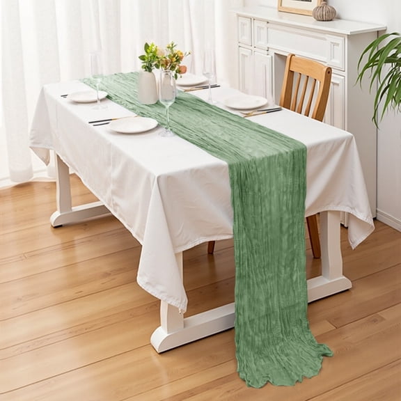Multipurpose Crinkle Balis Table Runner Sturdy Polyester Decorative Cover for Various Surfaces