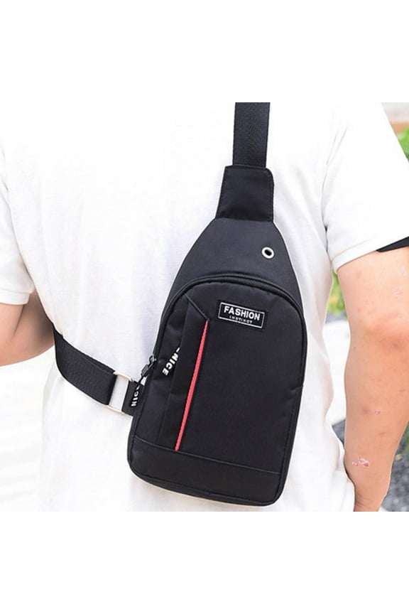 Multipurpose Crossbody Backpack with Headphone Hole - Lightweight Oxford Chest Bag for Hiking, Commuting | Adjustable Strap Travel Daypack & Work Messenger Bag(Black)