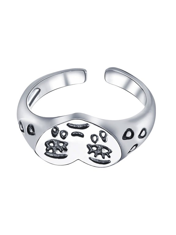 Multipurpose Crying Face and Heart Symbol Rings Sturdy Alloy Materials Fashion Jewelry Accessory for Daily Wear