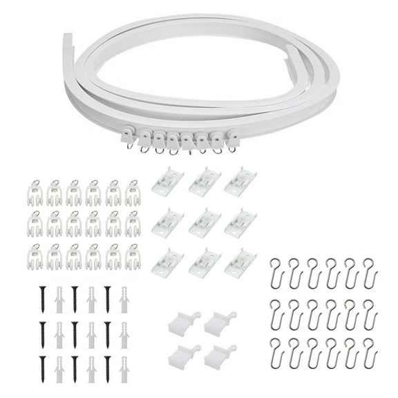 Multipurpose Curtain Track 3Meter White Bendable Ceiling Mount Rails with Smooth Rollers Hook for Privacy Partition