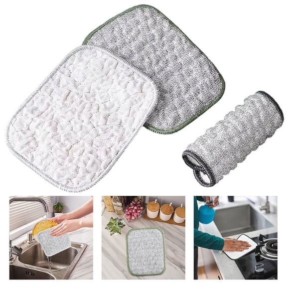 Multipurpose Dishwashing Rabs for Wet & DryReusable Non-Scratch Cleaning Cloths for Kitchen, Sinks,Pots & Pans Thick Double-Layer Dishcloth, Scrubbing Pads, Washing Cloth for Dishes & Countertops