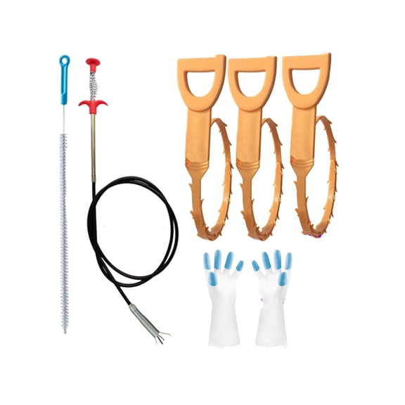 Multipurpose Drain Auger Set For Hair Grease Blockages High Strength Plastic Construction Easy Storage 25-50mm Pipe Compatibility