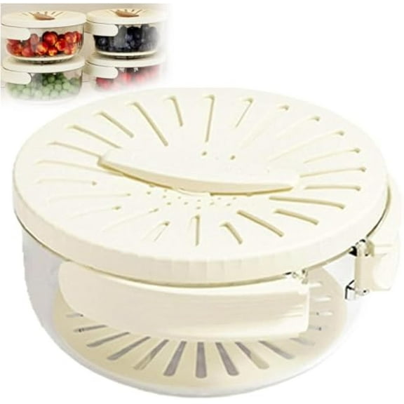Multipurpose Drain Basket With Lid, 2 In 1 Fruit Drainer Container with Handle, Veggie and Fruit Washing Bowl with Strainer, Bustier Fruits Strainer Container With Lid, for Kitchen (White)
