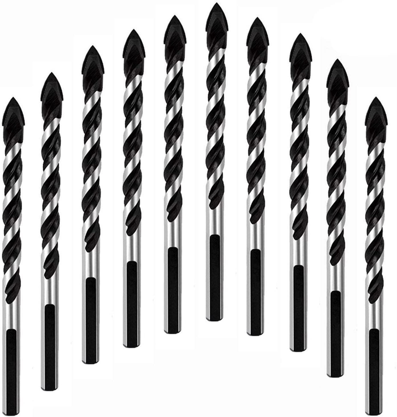 Multipurpose Drill Bits, 10Piece 6mm MultiMaterial Drill Bit Set for