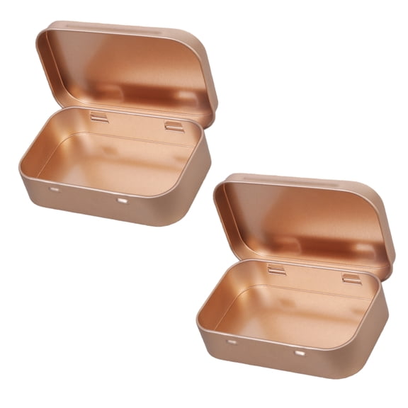 Multipurpose Flipped Top Iron Boxes Portable Household Storage Containers Sturdy Tin Set Pair