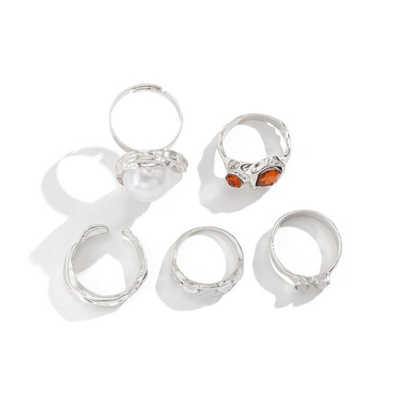 Multipurpose Flower Rings Set With Pearls Embellishments Adjustable Designs for Comfortable Wear On Any Finger Wear
