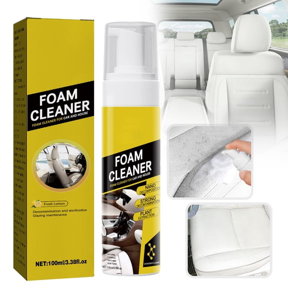 Multipurpose Foam Cleaner Spray, Lemon Scented All-Purpose Household Cleaners for Car, House, and Kitchen, Powerful Dry Cleaning Agent 100ml