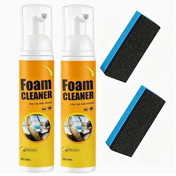 Multipurpose Foam Cleaner for Car Interior, Leather Seats, And White Shoes with Sponge for Waterless Stain Removal